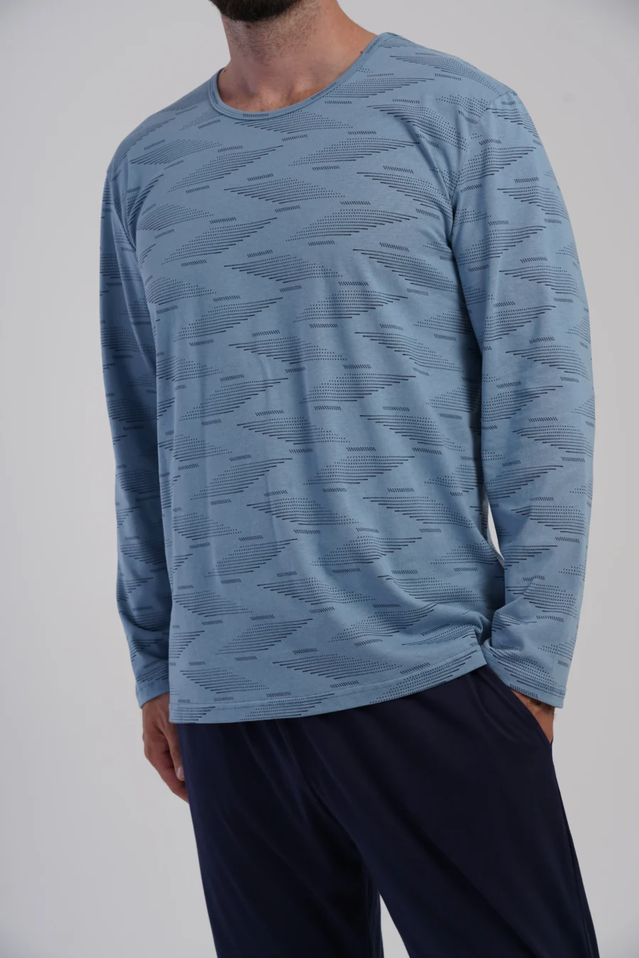 Piżama Męska Vienetta Blue Plaid, Niebieski, r. 1XL-4XL - obrazek 6