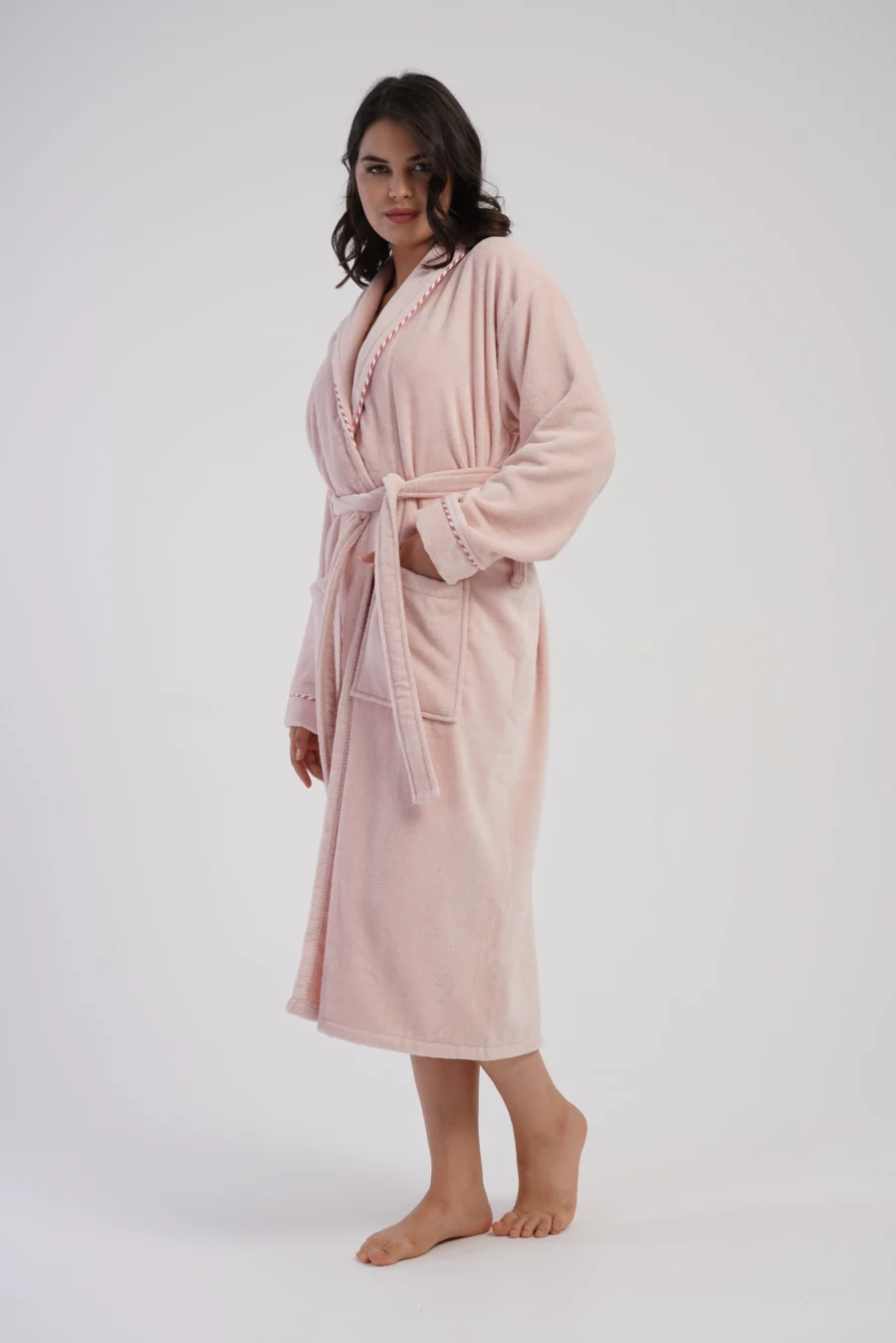 Szlafrok damski Vienetta Soft Rose, Różowy, r. M-XXL - obrazek 3
