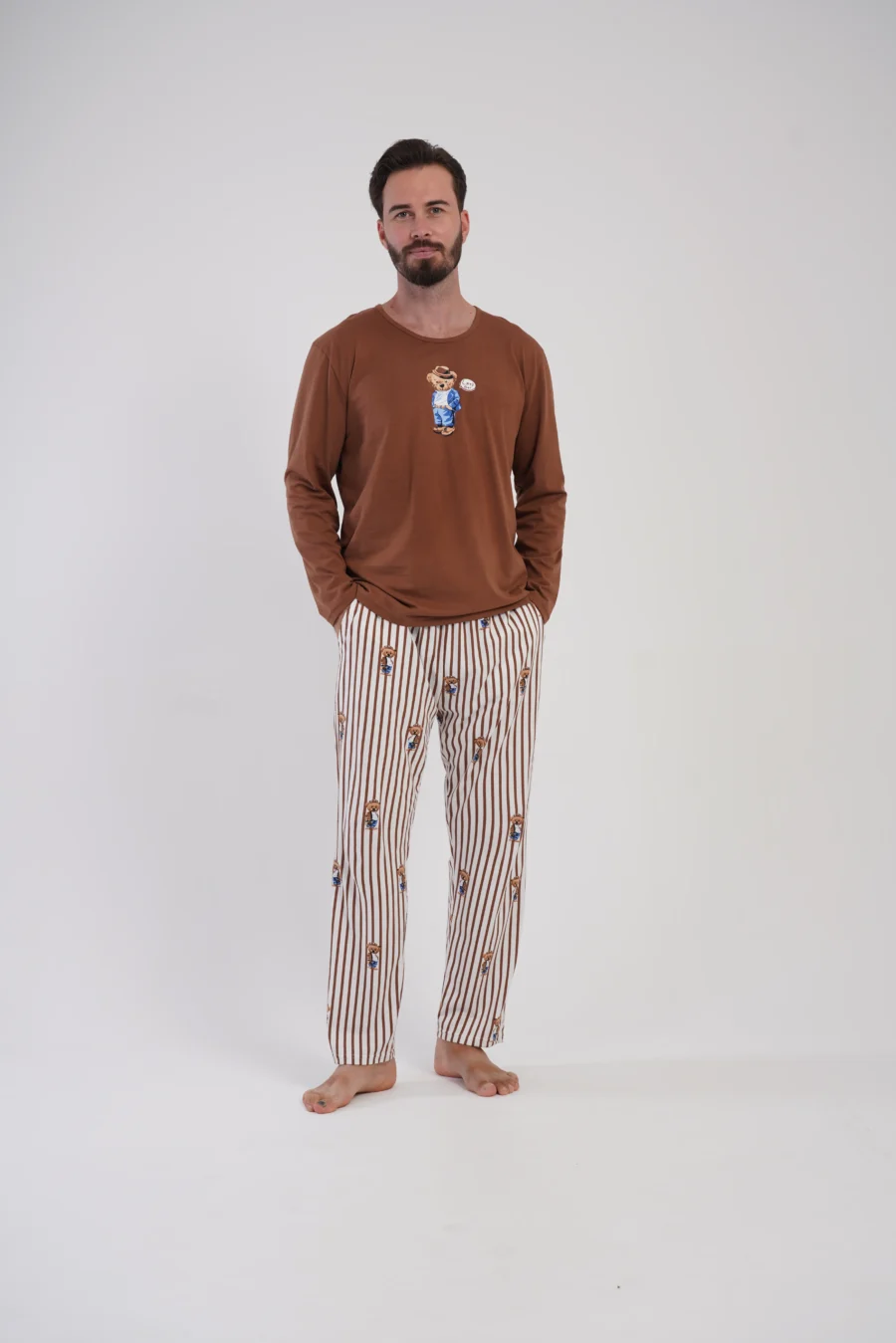 Piżama Męska Vienetta Urban Dream, Brązowy, r. S-XL - obrazek 4