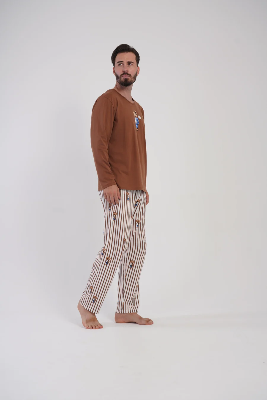 Piżama Męska Vienetta Urban Dream, Brązowy, r. S-XL - obrazek 5