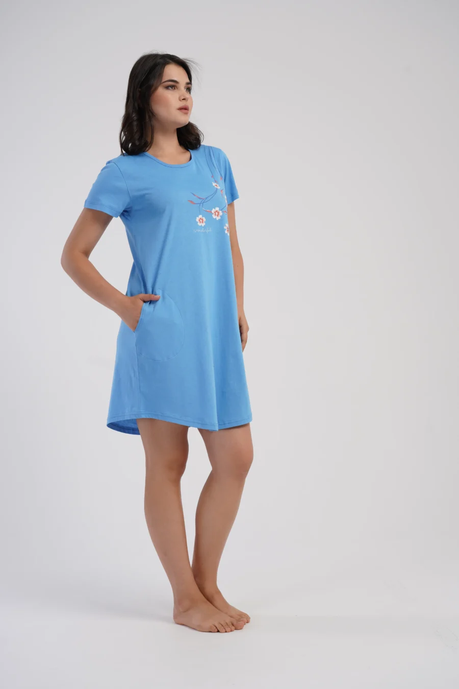 Koszula Nocna Vienetta Floral Comfort, Niebieski, r. 1XL - 4XL - obrazek 3