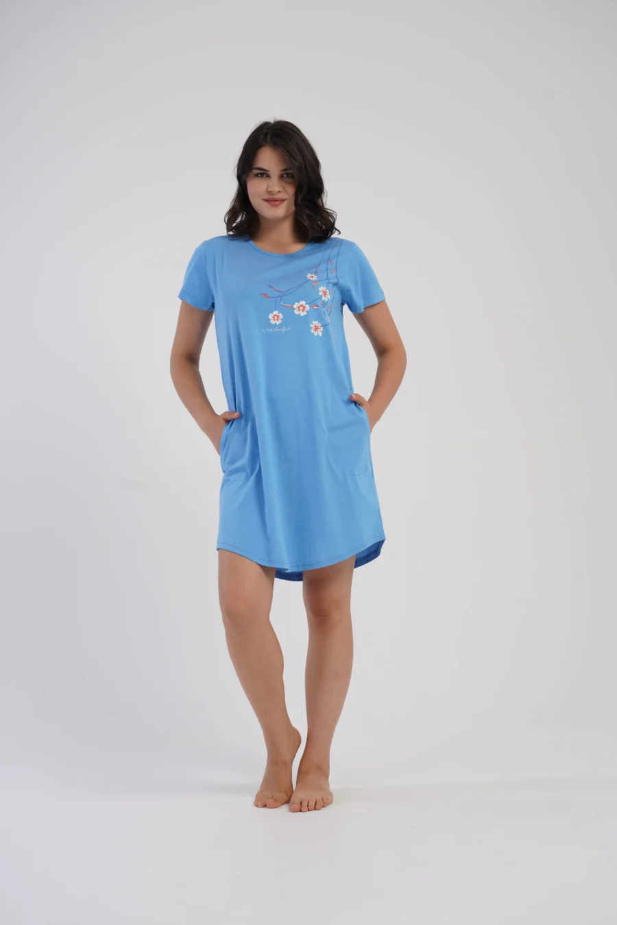 Koszula Nocna Vienetta Floral Comfort, Niebieski, r. 1XL - 4XL - obrazek 5