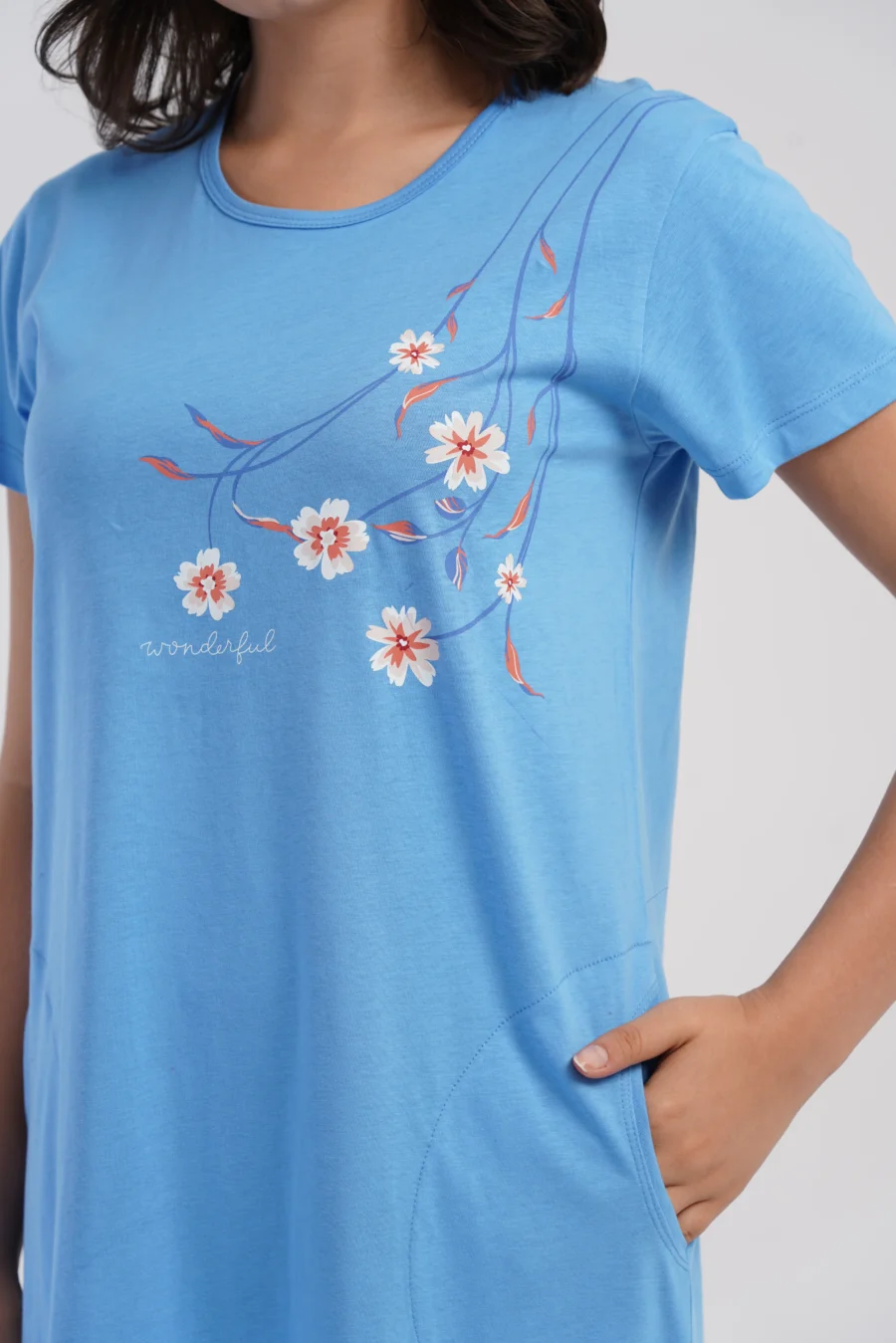 Koszula Nocna Vienetta Floral Comfort, Niebieski, r. 1XL - 4XL - obrazek 6