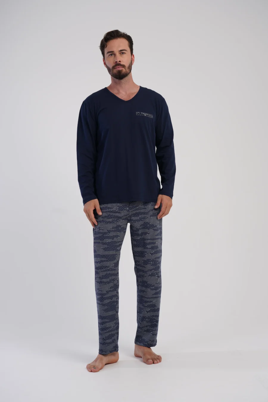Piżama Męska Vienetta Geo Navy, Granatowy, r. L-XXL