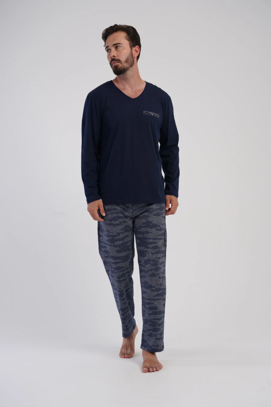 Piżama Męska Vienetta Geo Navy, Granatowy, r. L-XXL - obrazek 2