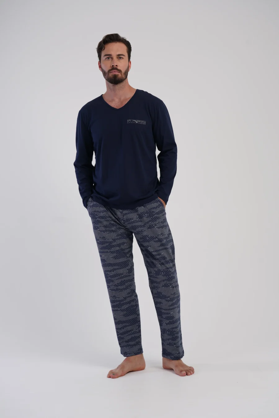 Piżama Męska Vienetta Geo Navy, Granatowy, r. L-XXL - obrazek 3