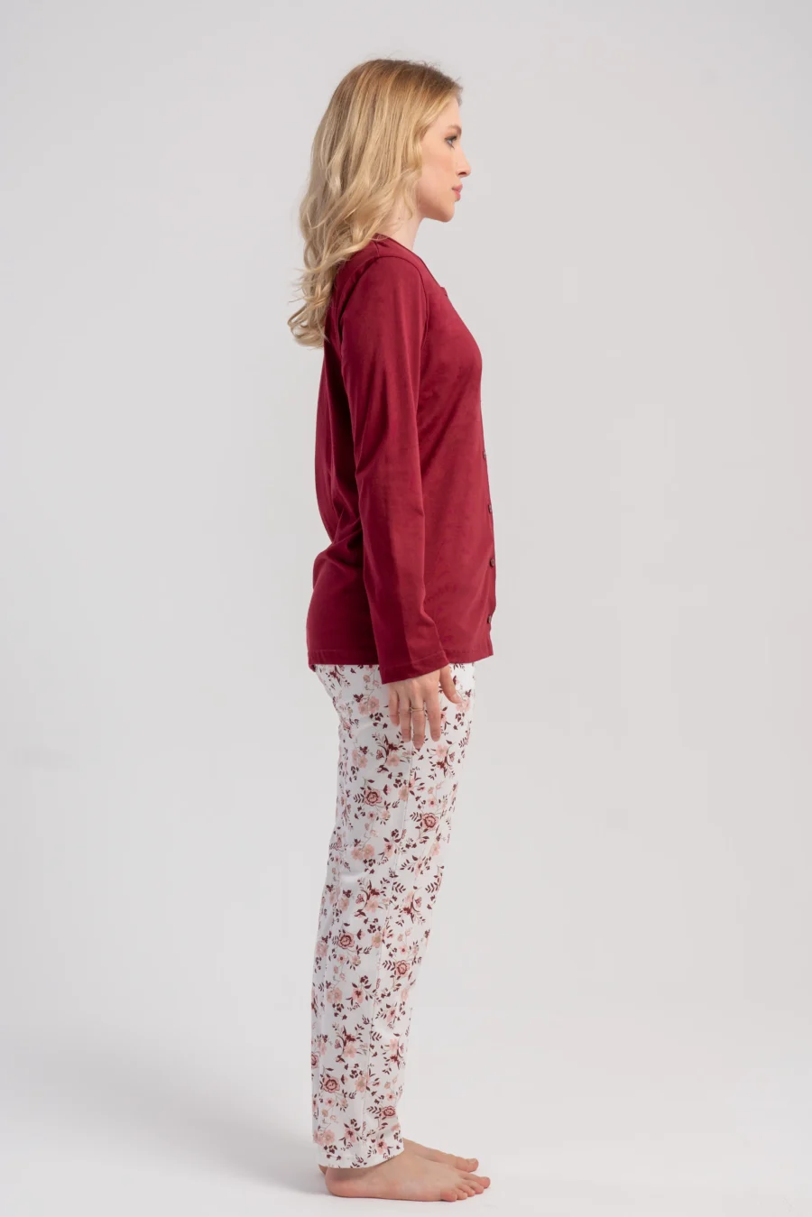 Piżama Damska Vienetta Floral Touch, Bordowy, r. M-XXL - obrazek 4