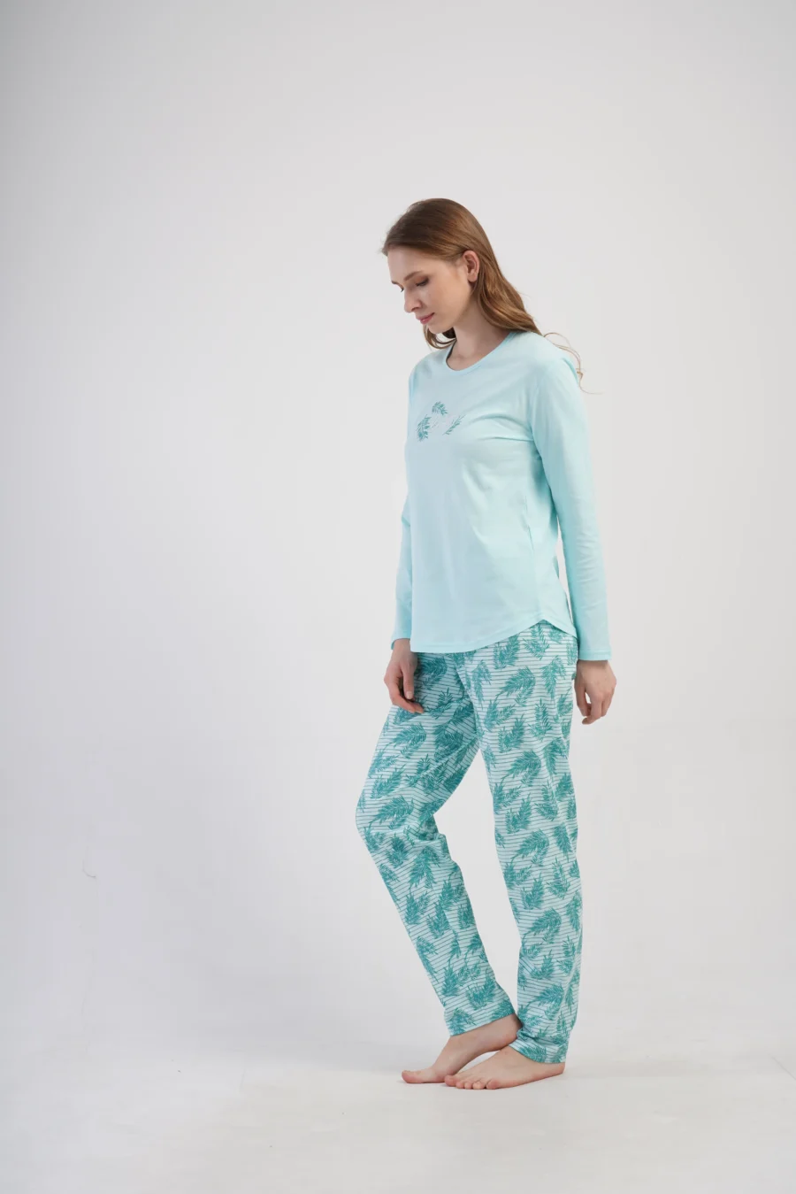 Piżama Damska Vienetta Leaf Dream, Miętowy, r. M-XXL - obrazek 2