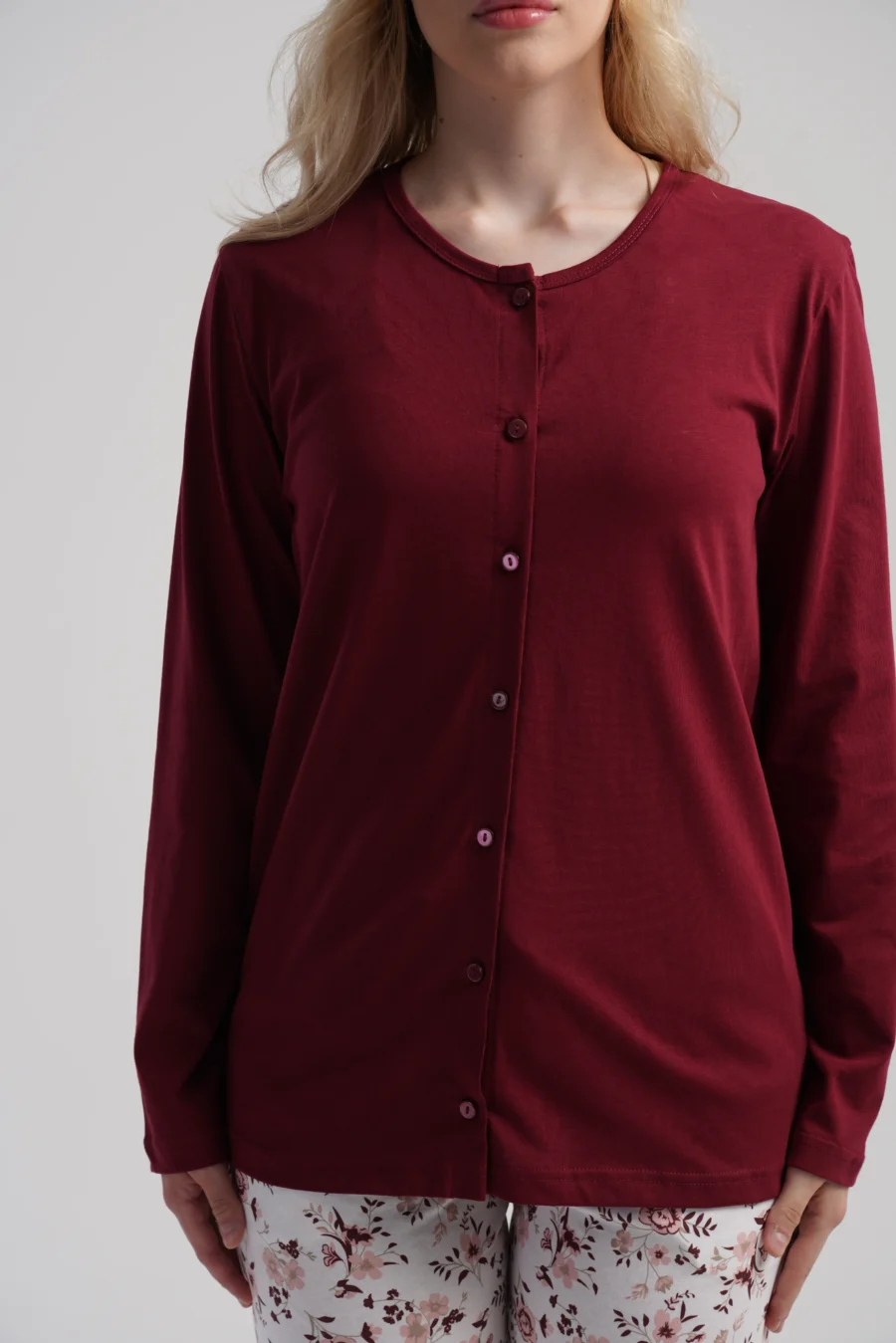 Piżama Damska Vienetta Floral Touch, Bordowy, r. M-XXL - obrazek 6