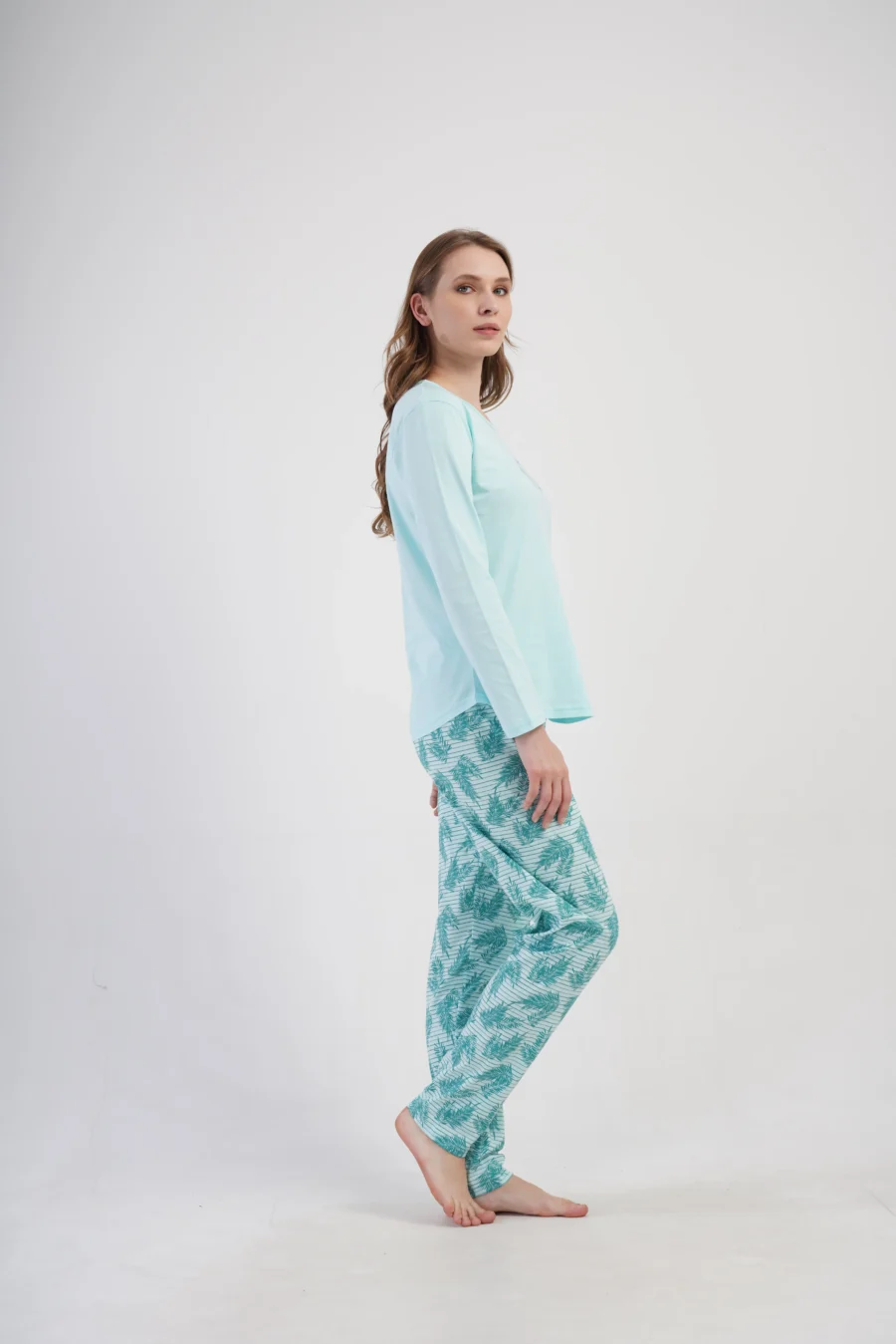 Piżama Damska Vienetta Leaf Dream, Miętowy, r. M-XXL - obrazek 4