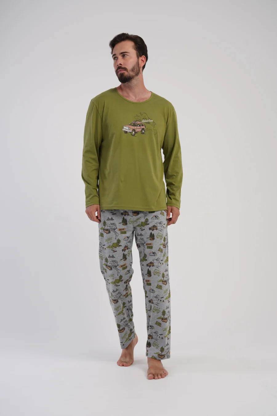 Piżama Męska Vienetta Urban Ride, Zielony, r. S-XL - obrazek 2