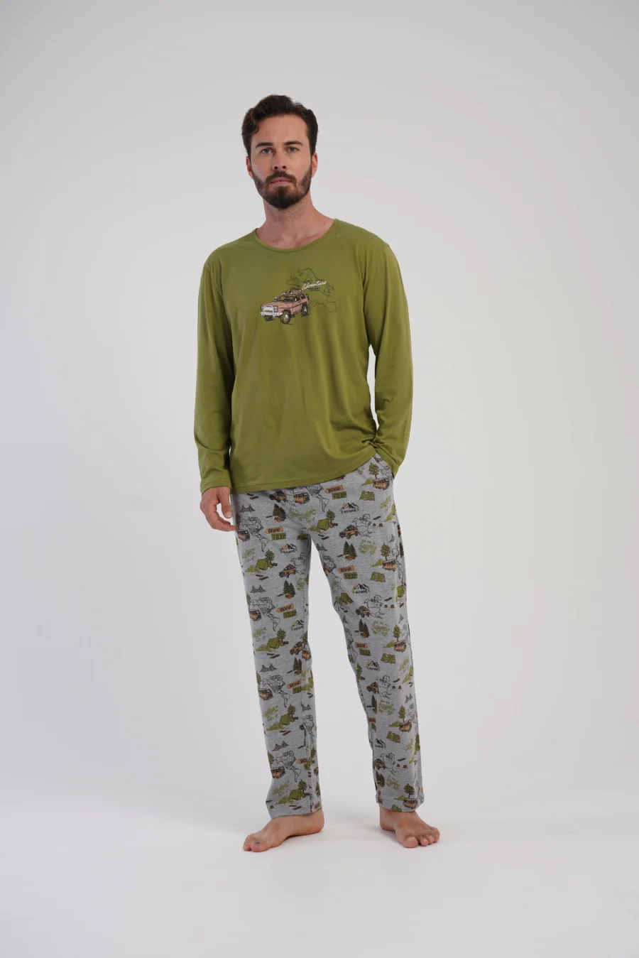 Piżama Męska Vienetta Urban Ride, Zielony, r. S-XL - obrazek 3