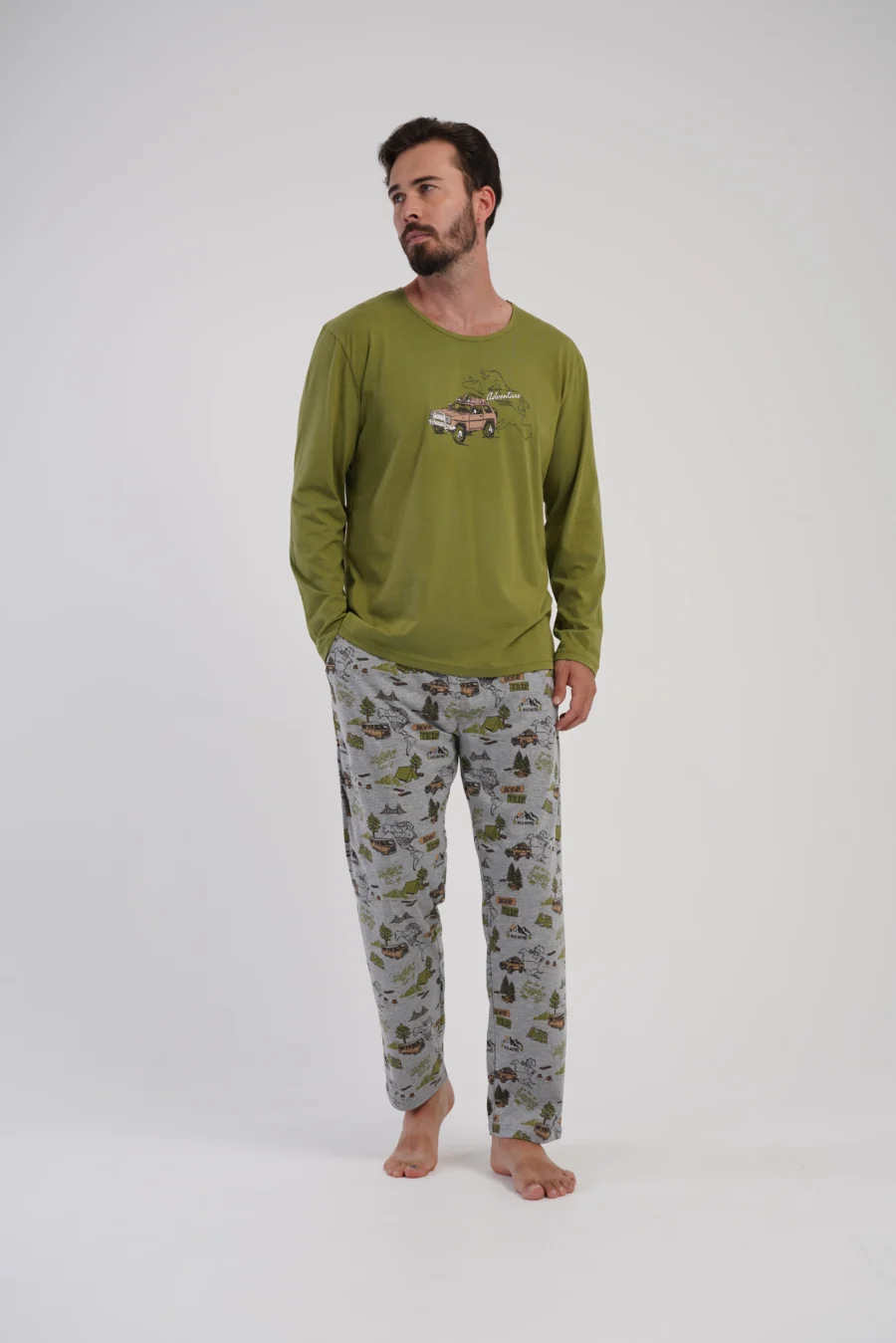 Piżama Męska Vienetta Urban Ride, Zielony, r. S-XL - obrazek 4