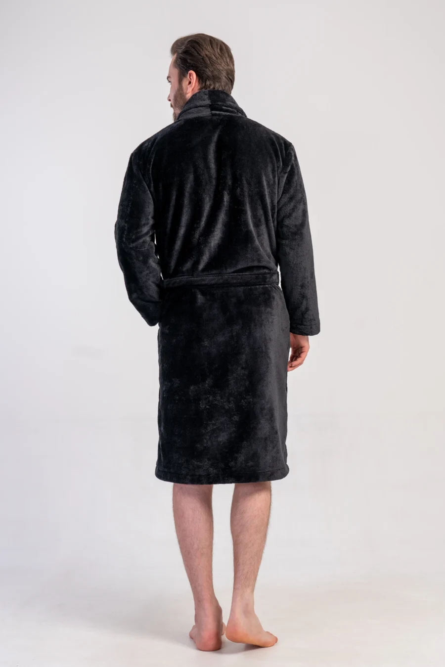 Szlafrok męski softowy Vienetta, Elegant Warmth, Czarny, r. S-XXL - obrazek 6