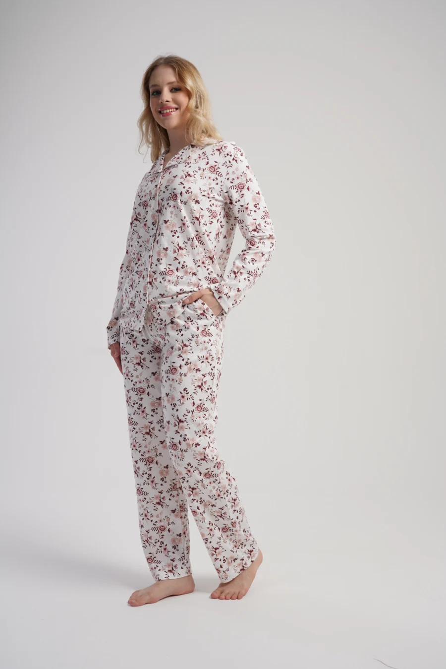 Piżama Damska Vienetta Floral Charm, Biały, r. M-XXL - obrazek 2