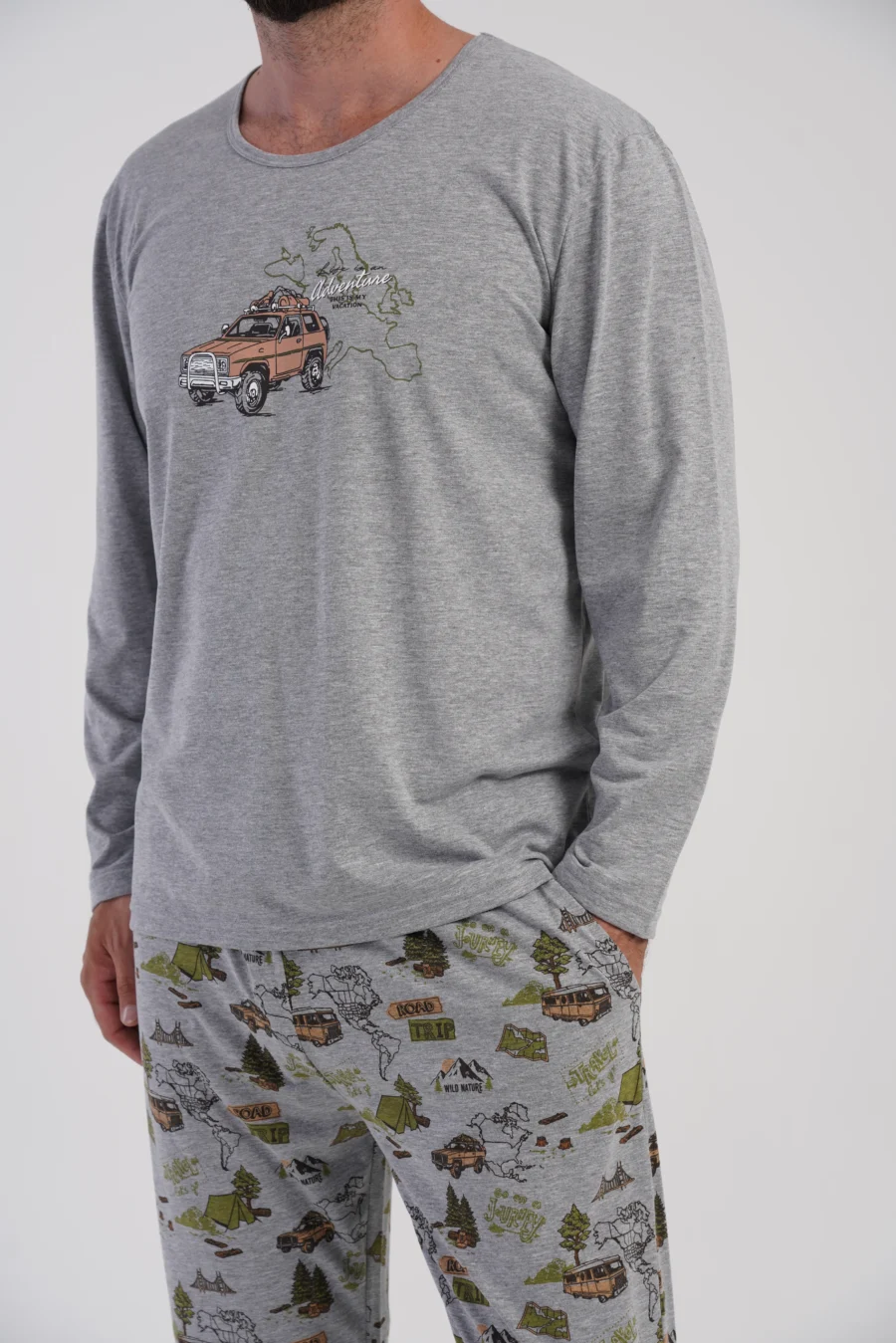 Piżama Męska Vienetta Urban Ride, Szary, r. S-XL - obrazek 4