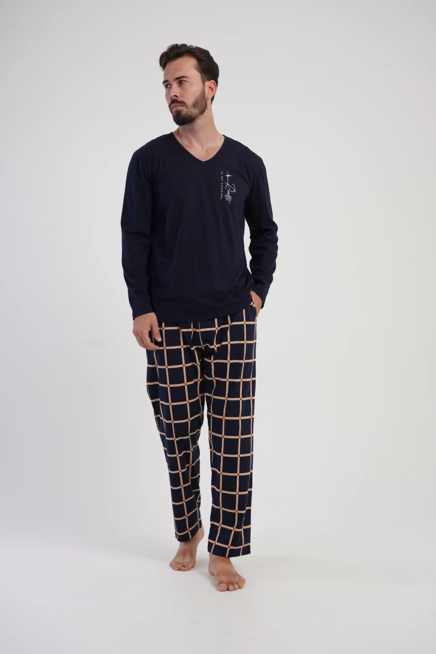 Piżama Męska Vienetta Navy, Granatowy, r. 1XL-4XL - obrazek 2