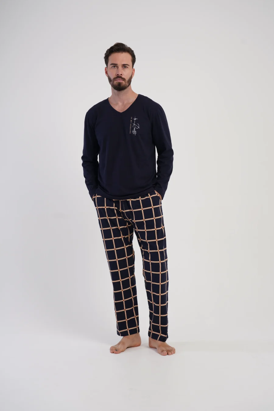 Piżama Męska Vienetta Navy, Granatowy, r. 1XL-4XL - obrazek 3