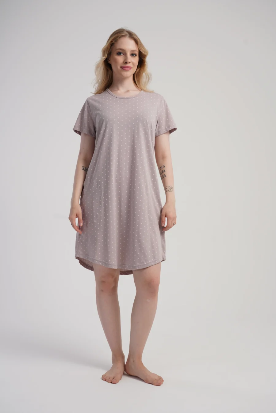 Koszula Nocna Vienetta Beige Dots, Beżowy, r. 1XL - 4XL