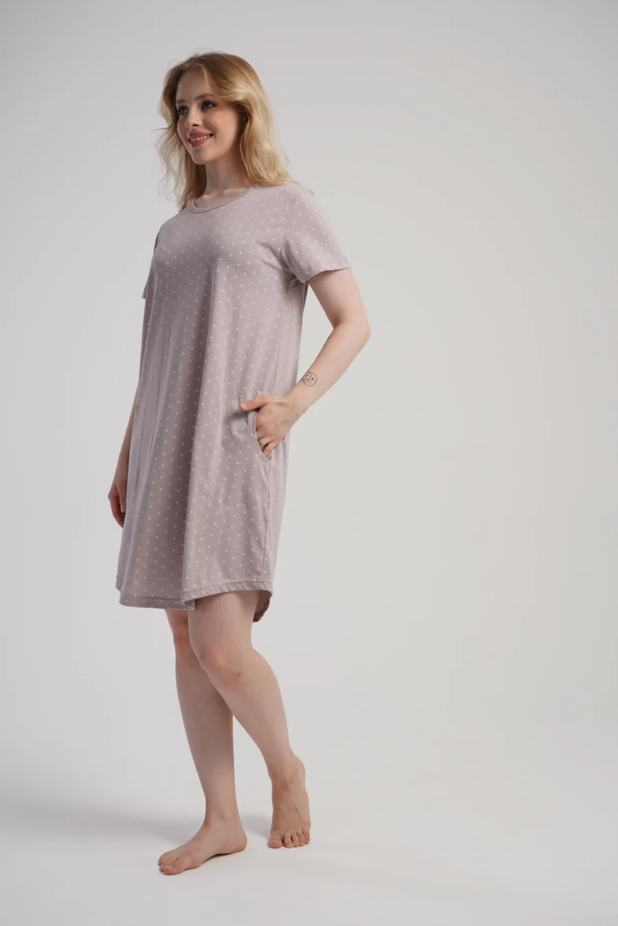 Koszula Nocna Vienetta Beige Dots, Beżowy, r. 1XL - 4XL - obrazek 2