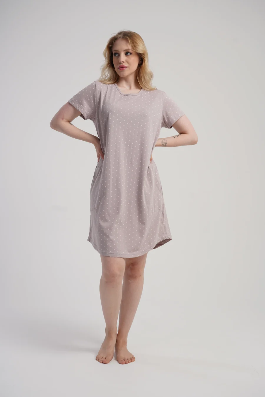 Koszula Nocna Vienetta Beige Dots, Beżowy, r. 1XL - 4XL - obrazek 3