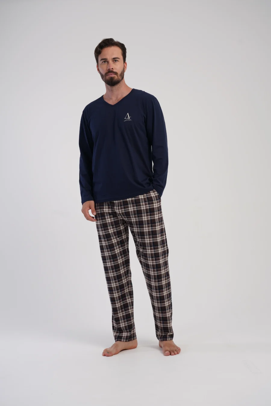 Piżama Męska Vienetta Navy Check, Granatowy, r. 1XL-4XL - obrazek 2