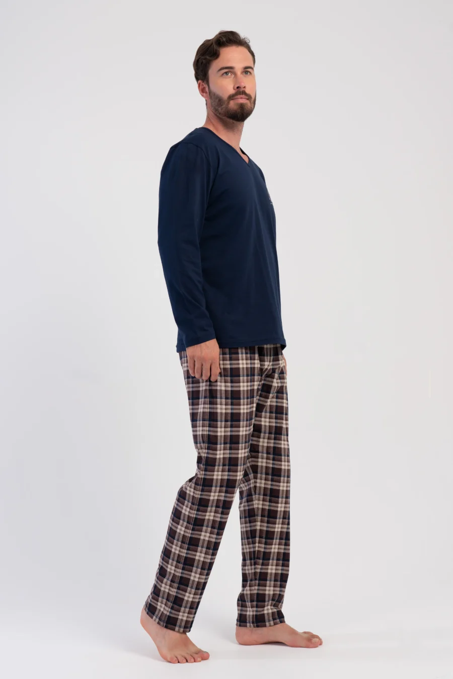 Piżama Męska Vienetta Navy Check, Granatowy, r. 1XL-4XL - obrazek 4