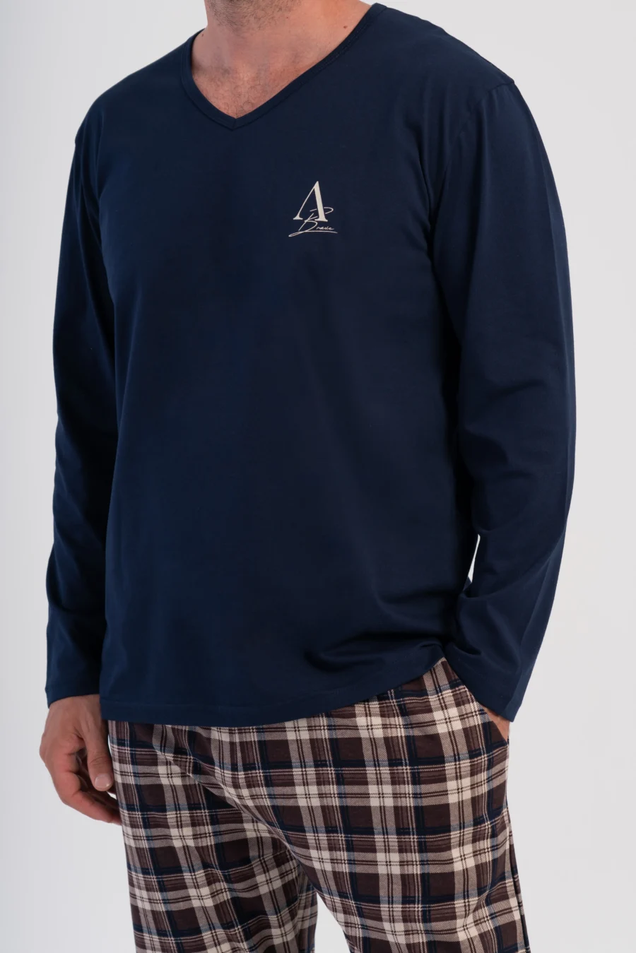 Piżama Męska Vienetta Navy Check, Granatowy, r. 1XL-4XL - obrazek 6
