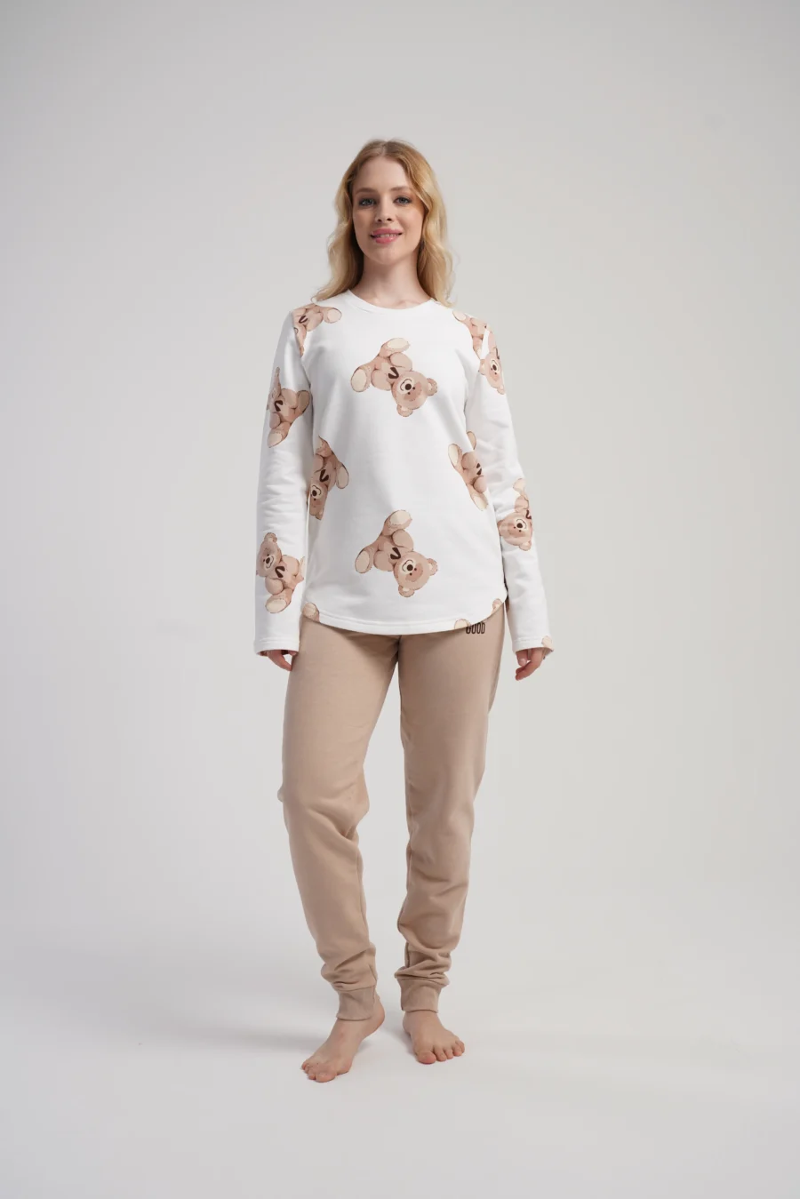 Piżama Damska Vienetta Cozy Bears, Biały, r. S-XL