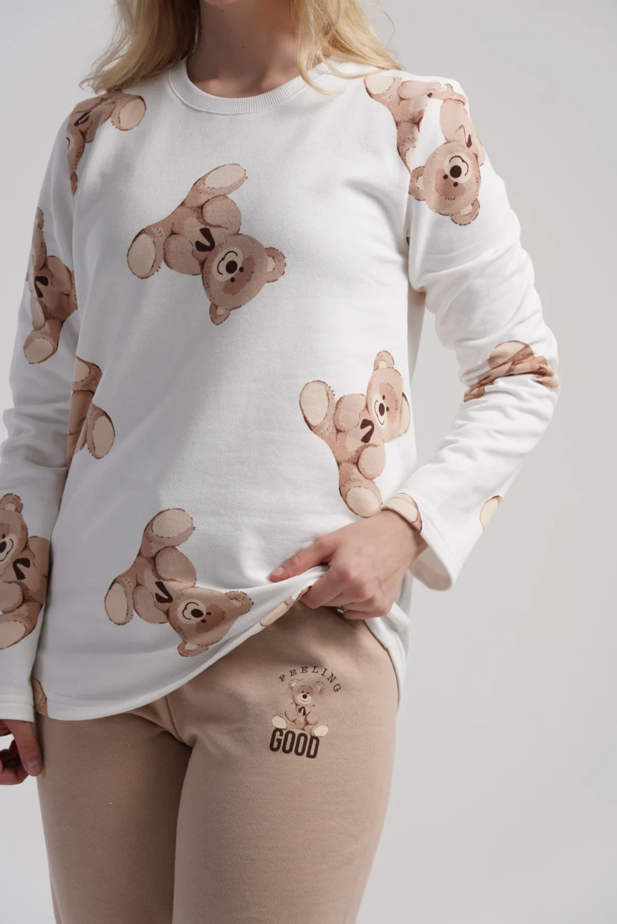 Piżama Damska Vienetta Cozy Bears, Biały, r. S-XL - obrazek 6