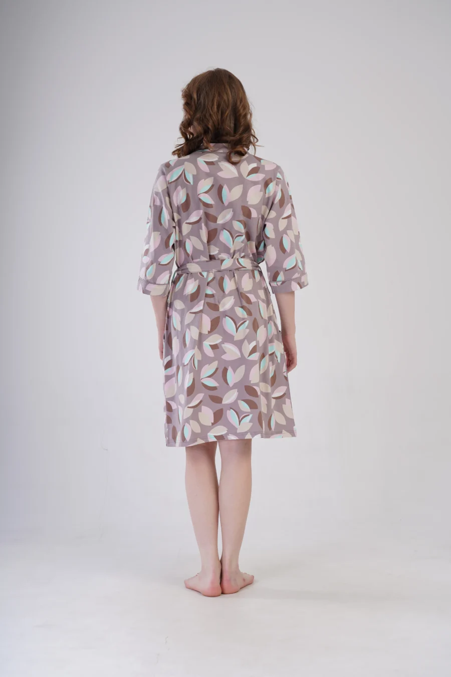 Szlafrok damski Vienetta Pastel Leaves, Beżowy, r. 1XL - 4XL - obrazek 6