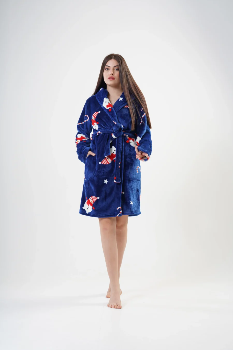 Szlafrok damski Vienetta Winter Cozy, Granatowy, r. S-L