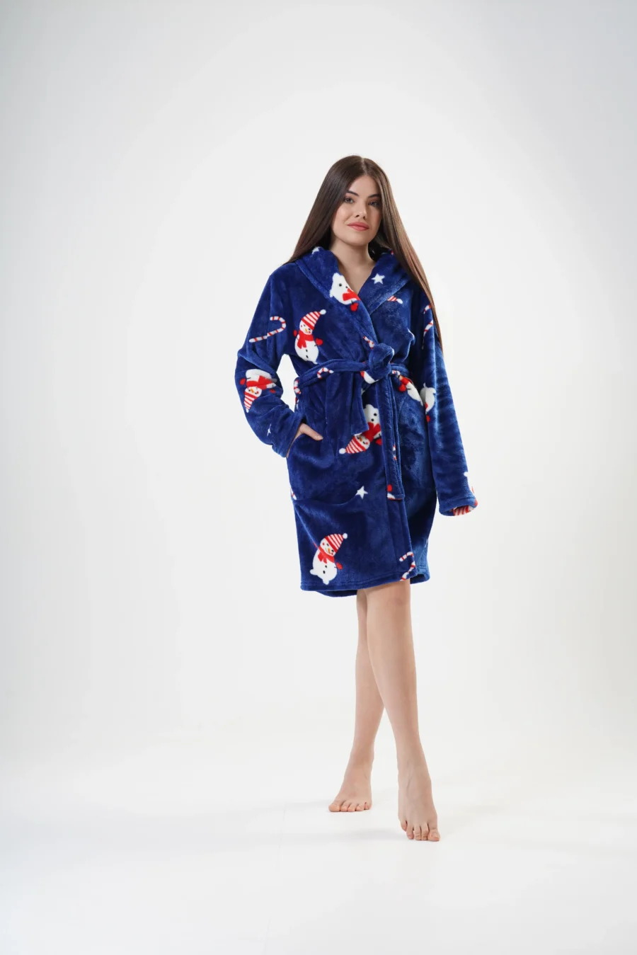 Szlafrok damski Vienetta Winter Cozy, Granatowy, r. S-L - obrazek 2