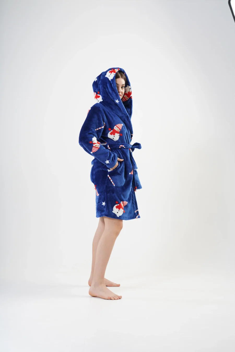 Szlafrok damski Vienetta Winter Cozy, Granatowy, r. S-L - obrazek 4