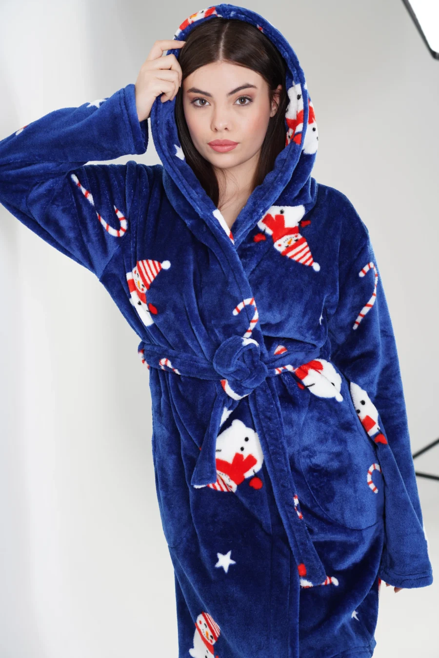 Szlafrok damski Vienetta Winter Cozy, Granatowy, r. S-L - obrazek 5