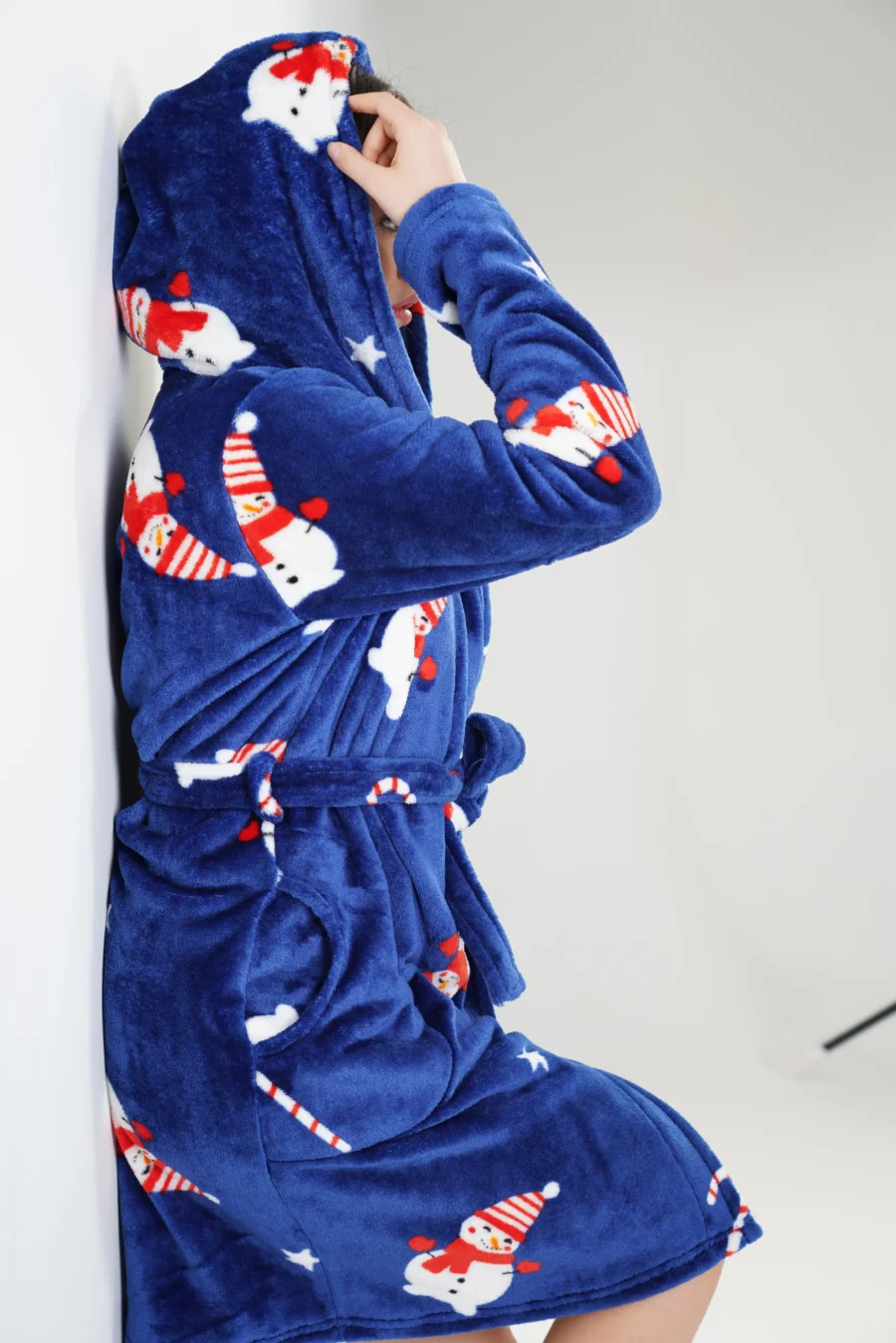 Szlafrok damski Vienetta Winter Cozy, Granatowy, r. S-L - obrazek 6